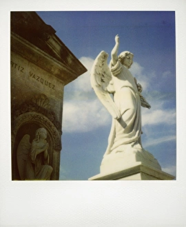 Angel Prints: Polaroid of tombstone, Necropolis Colon, Havana, Cuba, West Indies, Central America
