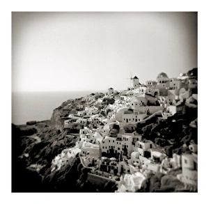 Photographic Techniques Prints: Polaroid of view of the village of Oia