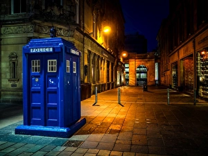 Communications Prints: A Police box in Glasgow, Scotland, United Kingdom, Europe