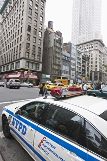 Crosswalk Prints: Police car on Broadway, Manhattan, New York City, New York, United States of America