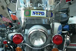New York Prints: Police Harley Davidson motorbike, New York City, New York, United States of America