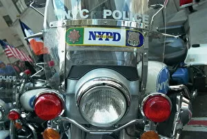 Police Harley Davidson motorbike, New York City, New York, United States of America