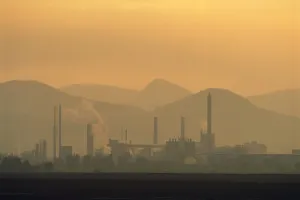 Smog Prints: Pollution, chemical plant, near Terezin, North Bohemia, Czech Republic, Europe