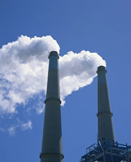Factories Prints: Pollution from smoking chimneys in California