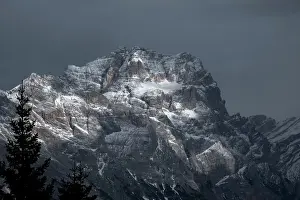Belluno Prints: Pomagagnon mountain covered by pristine snow on a cloudy day