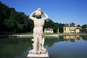 Schloss Hellbrunn Prints: Pond and gardens, Schloss Hellbrunn, near Salzburg, Austria, Europe