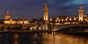 Waterfront Dining Prints: Pont Alexandre III bridge and Hotel des Invalides