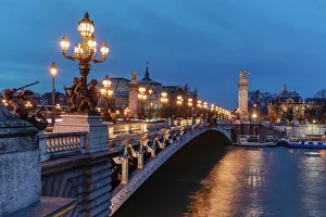 Lamps Prints: Pont Alexandre III bridge, River Seine, Invalides, Paris, Ile de France, France, Europe