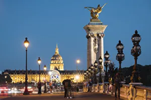 Light Beam Prints: Pont Alexandre III and Les Invalides, Paris, Ile-de-France, France, Europe