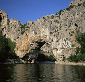 Ardeche Prints: The Pont d Arc, natural arch over the Ardeche River, Ardeche, Rhone-Alpes