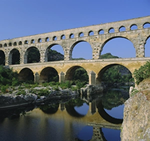 Nimes Prints: The Pont du Gard, Roman aqueduct, Gard near Nimes, Languedoc, France, Europe