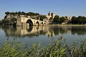 Avignon Prints: Pont Saint-Benezet and Avignon city viewed from across the River Rhone