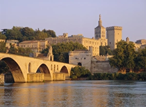 Avignon Prints: Pont St. Benezet bridge and Papal Palace, Avignon, Provence, France, Europe