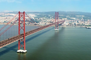 Tagus River Prints: Ponte 25 de Abril (25th of April Bridge) over the Tagus River, Lisbon, Portugal, Europe