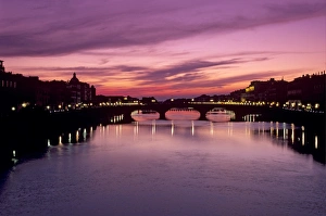 Arno Prints: Ponte alla Carraia and River Arno at dusk