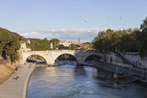 River Tiber Prints: Ponte Cestio over the River Tiber, Rome, Lazio, Italy, Europe