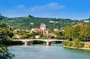 Veneto Prints: Ponte Garibaldi, River Adige, Verona, UNESCO World Heritage Site, Veneto, Italy, Europe