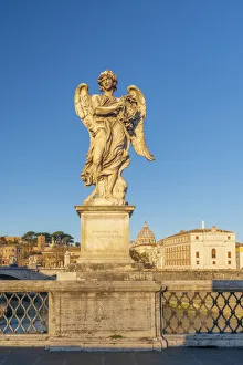 Angel Prints: Ponte Sant Angelo, St. Peters Basilica in background, UNESCO World Heritage Site