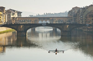 River Arno Prints: Ponte Santa Trinita and Ponte Vecchio over the River Arno