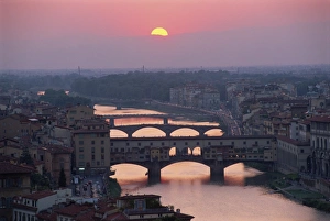 Florence Prints: The Ponte Vecchio and other bridges over the River