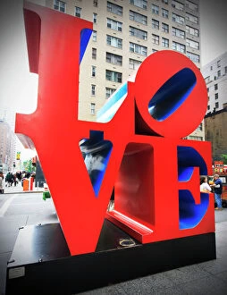 Love Gallery: The pop art Love sculpture by Robert Indiana, Sixth Avenue, Manhattan, New York City