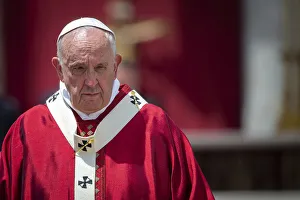 Looking Away Gallery: Pope Francis walking at the end of the Pentecost Holy Mass in St