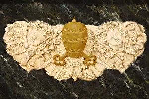Pope Prints: Popes arms in St. Peters church, Avignon, Vaucluse, France, Europe
