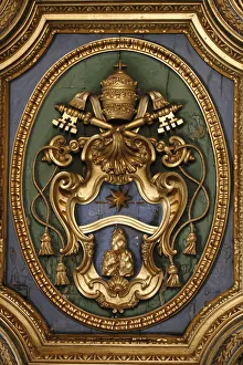 Basilicas Prints: Popes coat of arms in San Clemente basilica, Rome, Lazio, Italy, Europe