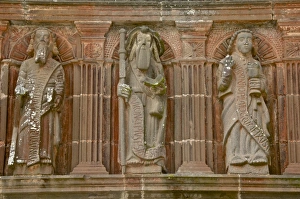 Bretagne Prints: Detail of porch dating from the 15th century of Apostles