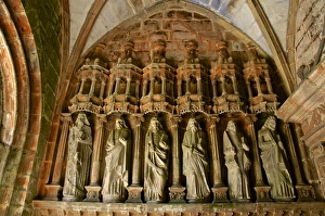 Bretagne Prints: Porch entrance detail with statues of the Apostles