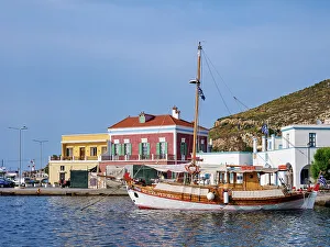 Seacoast Prints: Port in Agia Marina, Leros Island, Dodecanese, Greek Islands, Greece, Europe