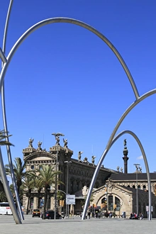 Cataluna Prints: Port area, with Columbus column in distance, Barcelona, Catalunya, Spain, Europe