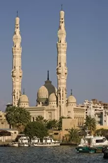 Images Dated 11th October 2008: Port Fuad mosque and the Suez Canal, Port Said, Egypt, North Africa, Africa