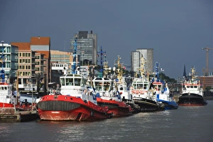 Port of Hamburg on the Elbe River, Hamburg, Germany, Europe
