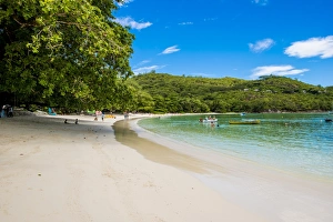 Child Prints: Port Launay beach, Port Launay Marine Park, Mahe, Republic of Seychelles, Indian Ocean