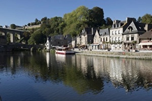 Typically French Prints: The port and River Rance, Dinan, Cotes d Armor, Brittany, France, Europe