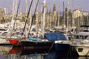 Old Port Prints: Port Vell (old port) and old city behind