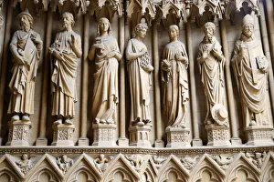 Saints Prints: Portal of the Virgin dating from the 13th century, showing from left to right St