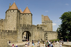 Carcassonne Prints: Porte d Aude through outer wall of old city