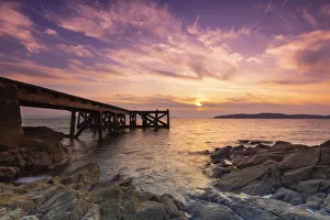 North Ayrshire Prints: Portencross pier, Firth of Clyde, North Ayrshire, Scotland, United Kingdom, Europe