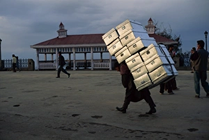 Shimla Prints: Porter under a heavy load