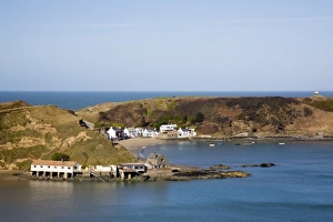 Gwynedd Prints: Porth Dinllaen village of white cottages