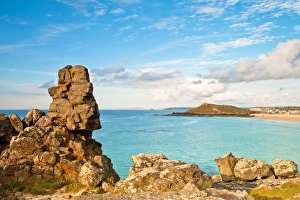 St Ives Prints: Porthmeor Beach, The Island, St. Ives, Cornwall, England, United Kingdom, Europe