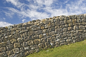 Northumbria Prints: A portion of original Hadrians Wall, chisel marks visible on some stones