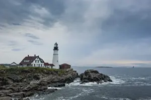 Portland Head Light, historic lighthouse in Cape Elizabeth, Maine, New England, United States of America, North America