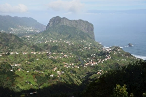 Porto da Cruz and Penha de Aguia, seen from Portela, Madeira, Portugal