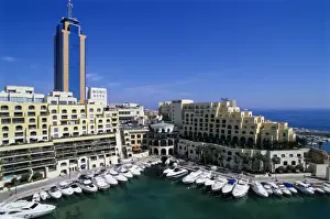 Hilton Hotel Prints: Portomaso Marina with exclusive apartments and Hilton Hotel, Paceville, St
