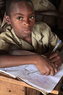 Children Prints: Portrait of an African schoolboy, Hevie, Benin, West Africa, Africa