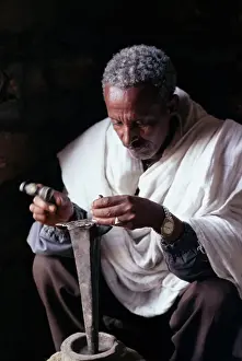 One Man Only Prints: Portrait of a blacksmith at work, town of Axoum (Axum) (Aksum), Tigre region