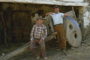 Farmer Prints: Portrait of two farmers wearing berets and looking at the camera